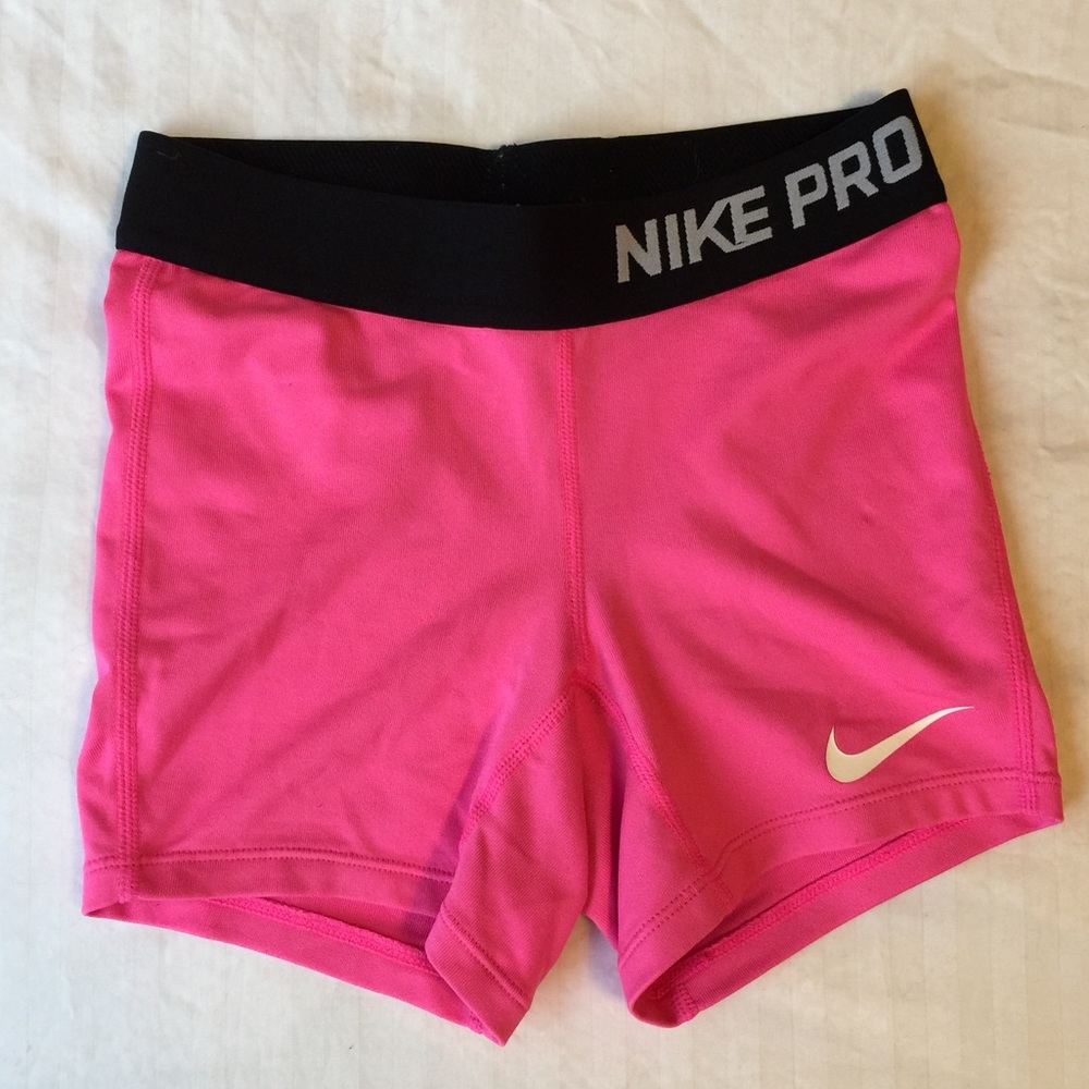 Girls Pink Nike Pro Spandex Shorts